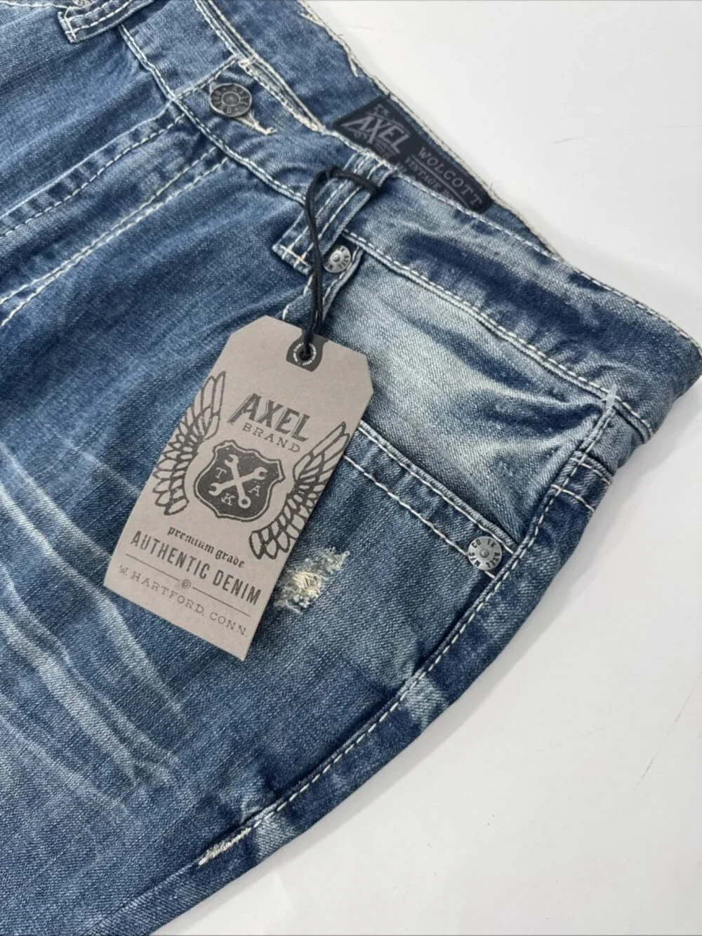 TK Axel Jeans Mens 38x30 Wolcott Vintage Boot Cut Denim Relaxed Distressed NEW - Picture 3 of 10
